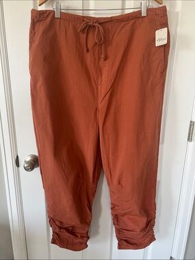 Free People Rust Orange Drawstring Cropped Trousers